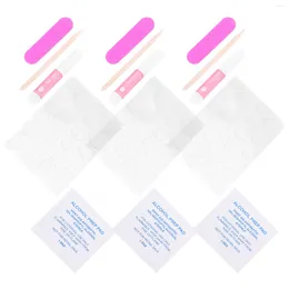 Nail Art Kits 10 Sets Of Fake Tips Adhesive Stickers File Wooden Stick Alcohol Pad