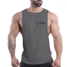 Men's Tank Tops Summer Fashion Outdoor Casual Sports Style 2d Printed Crew Neck Comfortable Breathable Solid Colour Vest Top Quick Dry