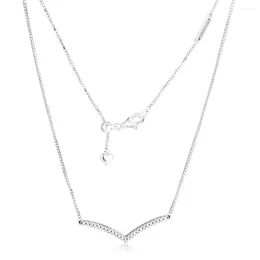 Chains Authentic 925 Sterling Silver Chain Necklaces For Women Shimmering Wish Necklace Pendant Fine Jewellery Collier Wholesale