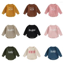 Rompers Born Baby Girls Boys Bodysuits Knit Oversized Pullover Letter Embroidery Sweatshirt Romper Jumpsuits Warm Fall Winter Clothes