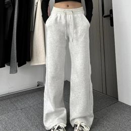 Women's Pants Korean Fashion Autumn Winter Warm Sports Trousers Casual Grey Sweatpants Women Baggy High Waist Straight Jogger