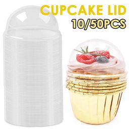 Baking Moulds 50PCS Cake Cup Lid Transparent Plastic Cupcake Wedding Protection Hat (Only No Cup)