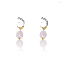 Dangle Earrings Pearl C-shaped Horns Contrast Color In-ear High-quality Temperament Quality European And American