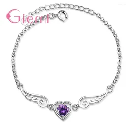Link Bracelets Top Sale Lovely Design Super Cute Heart & Wings Shape Bracelet Shinny Crystal High Quality Jewellery For Women/Girls