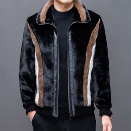 Winter Golden Mink Fleece Mens Thickened Fur Haining Integrated Casual Designer Coat Trendy Thickening DCGJ