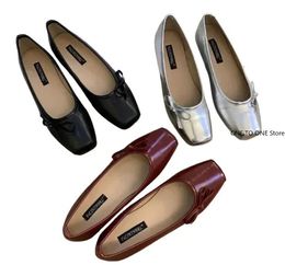 Brand Women Flats Patent Leather Boat Shoes Bowtie Slip on Flat 2024 Woman Ballet Spring Autumn Zapatos 240202