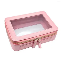 Jewellery Pouches Transparent Cosmetic Box Zipper Leather Tourism Cosmetics Storage Square Air Cushion Lipstick