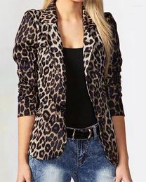 Women's Jackets Women Jacket Coat 2024 Casual Leopard Print Cardigan Button Outwear Thin Blouses V-Neck Slim Polyester Spandex Blazer