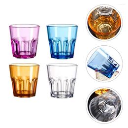 Wine Glasses 4Pcs Acrylic Octagonal Cup Whisky Cups Transparent Plastic Coffee Rock Drinking Beer Water Clear Beverage