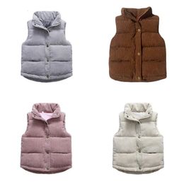 Autumn Boys Girls High-Quality Corduroy Vest Winter Warm Thicken Waistcoat Outerwear Children Jackets Teens Kids Cotton Clothing 240130