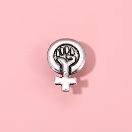 Brooches Feminism Enamel Pins Silver Colour Fist Female Power Inspirational Lapel Badges Jewellery Gift For Friend Wholesale
