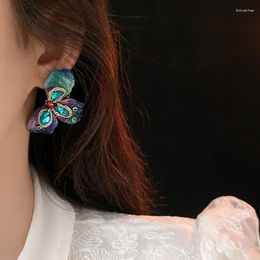 Stud Earrings Oversize Stylish Trendy Irregular Shaped Gradient Purple Colorful Butterfly Beautiful Fashion Jewelry For Women