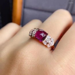 Cluster Rings Fashion Classic Natural And Real Garnet Ring 925 Sterling Silver Fine Jewelry