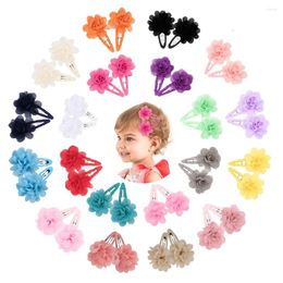 Hair Accessories 20PCS 2" Mini Chiffon Flower Girls Baby Kids Clips Born Infant Toddler Hairpins Gift Sets Po Props