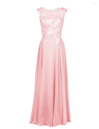 Party Dresses Women's Sleeveless Prom Dress Long Pink Elegant Formal Evening With Applique(Out Stock In Size Promotion)