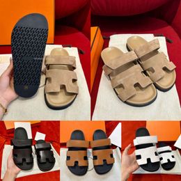 designer slide Slippers Beach Classic Flat Sandals Slide Luxury Summer Lady Leather Flip Flops Top Quality Men Women Slides sandale Size 35-44 shoes 006