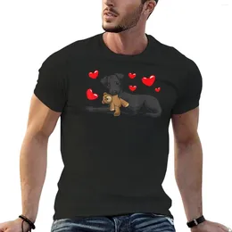 Men's Tank Tops Patterdale Terrier Dog With Stuffed Animal And Hearts T-Shirt Oversized Edition T Shirt Men Shirts