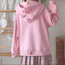 Women's Hoodies Autumn Winter College Japanese Style Girl Hooded Sweatshirt Cute Pig Ears Korean Fashion Student Loose Female Jacket