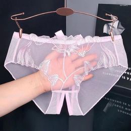 Women's Panties Women Sexy Lingerie Crotchless Low Waist Exotic Flower Underpants Female Lace Transparent Briefs Underwear Intimates