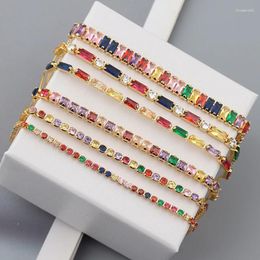 Charm Bracelets Women's Tennis CZ Zircon Rainbow Bracelet For Women Luxury Multicolor Crystal Couple Jewellery Gifts Pulseras Femme