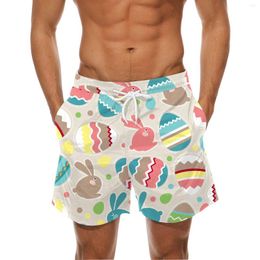 Men's Shorts Male Easter 3d Digital Print Youth Stylish Drawstring Double Pocket Swimming Summer Casual Daily Beachwear
