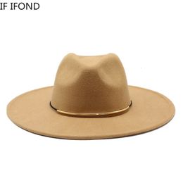 Size 5659CM Smiple Women Big edge Wool Fedora Hat Winter Autumn Elegant Lady Floppy Cloche Jazz Caps 240126