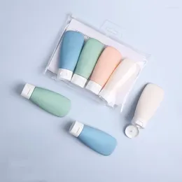 Storage Bottles 4Pcs 60ml Cosmetic Dispenser Travel Set Toiletry Bag Colour Squeeze Tube Lotion Face Body Wash Gel Morandi Refill