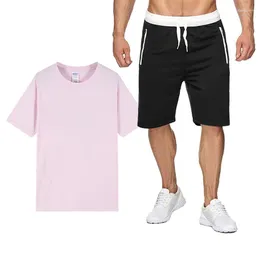 Men's Tracksuits Summer Cotton Linen Shirt Set Casual Outdoor 2-Piece Suit Andhome Clothes Pyjamas Comfy Breathable Beach Short Sleeve ADW