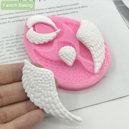 Baking Moulds 1Pcs Baby Angel Wings Silicone Mould Fondant Cake Decorating Tools Sugarcraft Chocolate Moulding Clay Mould Cupcake Embossing