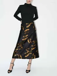 Skirts Autumn Women's Fashion European And American Casual Versatile Trendy Zipper Printed Skirt