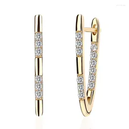 Orecchini posteriori in argento sterling 925 color oro con zirconi cubici per regali di gioielli di moda da donna