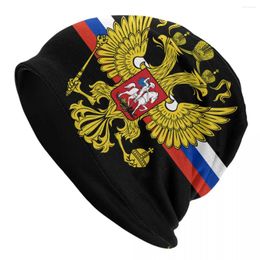 Berets Coat Of Arms Russia Bonnet Hats Street Knitting Hat For Men Women Winter Warm Russian Flag Skullies Beanies Caps