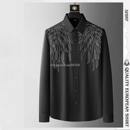 Europe and America high-end wing hot drill shirt men's long sleeve 2023 spring new slim trend business casual large men's top