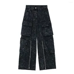 Women's Jeans VANOVICH Spring And Autumn European American Style Washed Vintage Pockets Long High Waist Loose Cargo Pants