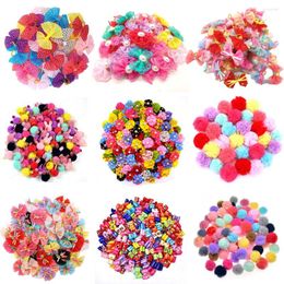Dog Apparel 20pcs/lot Pet Cat Hair Bows Mix Colour Christmas Rubber Bands Handmade Boutique Grooming Accessories