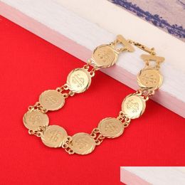 Chain Link Bracelets Us Money Coin Bracelet Jewellery Gold Colour Women Wholesale Dollar Drop Delivery Dh5Sk