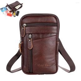 Waist Bags Men's Genuine Leather Packs Phone Pouch Bag Male Small Chest Shoulder Belt 2024 Designer Crossbody