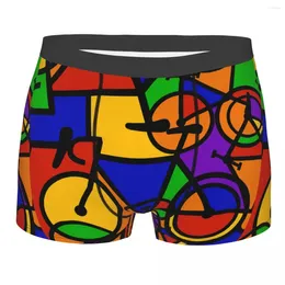 Underpants Colourful Bicycle Design Men Underwear Boxer Briefs Shorts Panties Printed Soft For Homme S-XXL