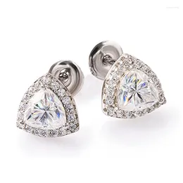 Stud Earrings Huitan Simple Stylish Triangle CZ Crystal For Women Silver Color Fashion Versatile Ear Piercing Accessories Jewelry