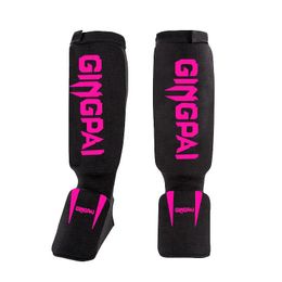 Pink Cotton Boxing Shin Guards MMA Instep Ankle Foot Protection TKD Kickboxing Pad Muay Thai Training Leg Support Protectors 240124