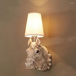 Wall Lamp Retro Horse Resin Deco Lamps Nordic Industrial Light Fixtures Loft Corridor Bedroom Sconces Mirror