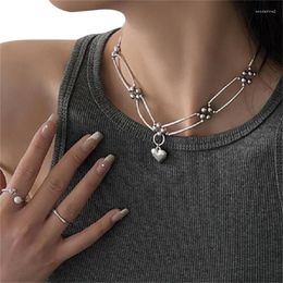 Choker Fashion Heart Pendant Necklace Sweet Cool Hip Hop Party Jewellery Metal Flower Clavicle Chain N2UE