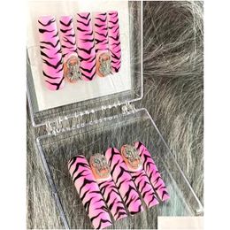 False Nails Tiger Stripe Handmade Tube Ballet Actor Nail Flash Acrylic Tip Press Stud Diamond Sticker Drop Delivery Health Beauty Art Dhahz