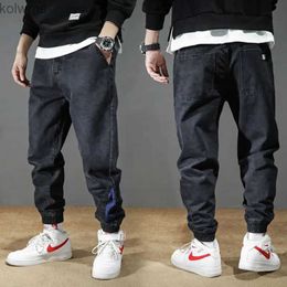 Men's Jeans Autumn Cotton Jeans Mens Black Harem Pants Loose Korean Style Trendy Jogger Pants Workwear Casual Pants Baggy Vintage Jeans Men YQ240205