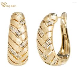 Hoop Earrings Wong Rain 18K Gold Plated 925 Sterling Silver Lab Sapphire Gemstone Vintage For Women Fine Jewellery