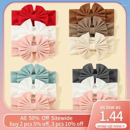 Hair Accessories 3Pcs Kids Headbands Sets Solid Colour Bow Baby Bands Soft Elastic Children Hairband Princess Born Ornaments