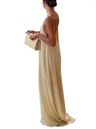 Casual Dresses Women S Satin Long Dress Sleeveless Spaghetti Strap Open Back Cocktail Party Evening Gown Backless Cutout Maxi