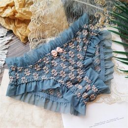 Women's Panties Flower Fairy Fresh Small Floral Buds Beautiful Mesh Gauze Ruffles Low Waist Cute Sexy Female Briefs Student Style Lingerie