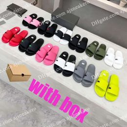 2023 Paris slipper Men Women Summer Sandals Black Green White Red Pink Yellow Letters Casual Shoes Rubber Beach Flat Flip Flops Shoes Flats Loafers With Box