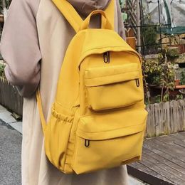 School Bags Waterproof Nylon Women Backpack Solid Colour Casual For Teenagers Large Capacity Ladies Schoolbag Bolso Mujer